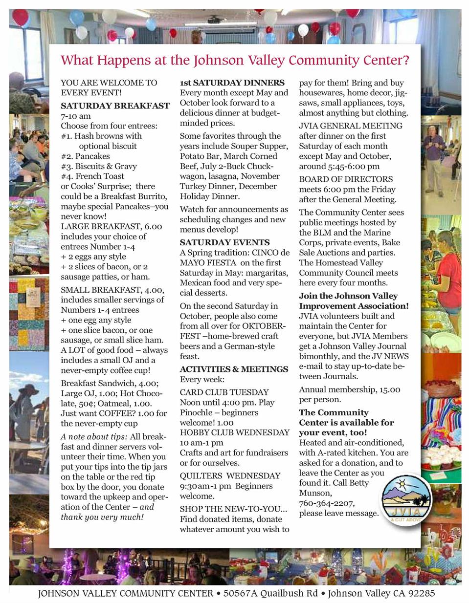 Johnson Valley Improvement Association Community Center JVIA